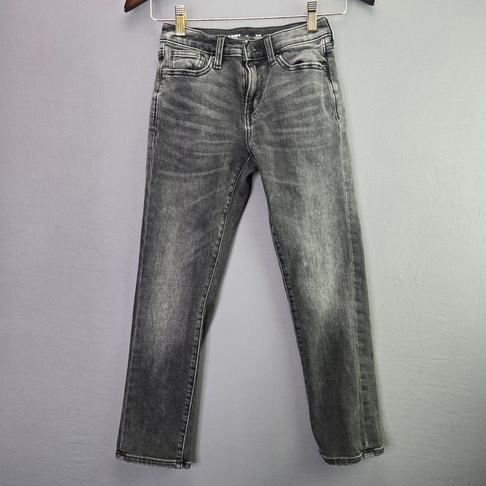 Old Navy Boys Slim Jeans 10 Black 360 Stretch Built-In Tough Faded Denim Pants